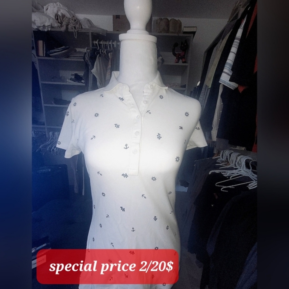 Tommy Hilfiger White Button Down Shirt with Nautical Print 🔥Special 2/20$ 🔥